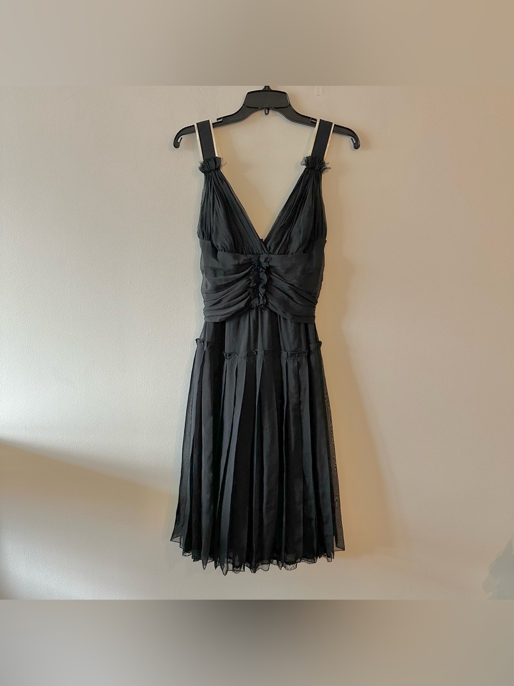 Vintage 90s Archive Dolce Gabbana D&G Black Silk Pleated Dress IT 42 Coquette